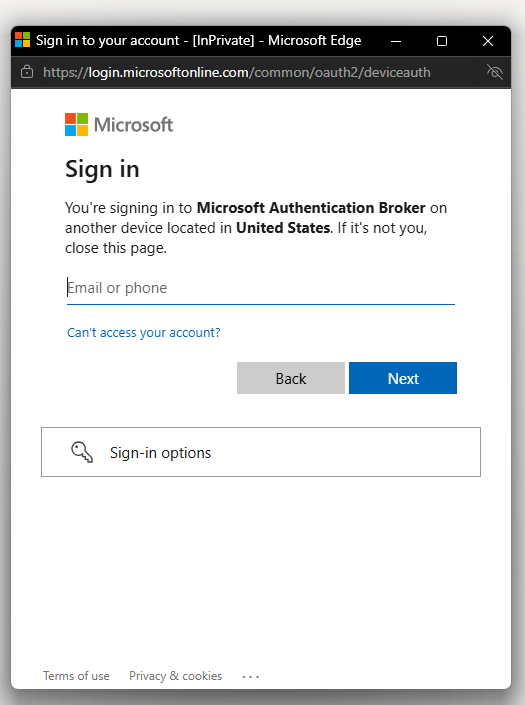 The genuine Microsoft MFA or approval prompt the victim completes, authorising the attacker's pending device-code session.
